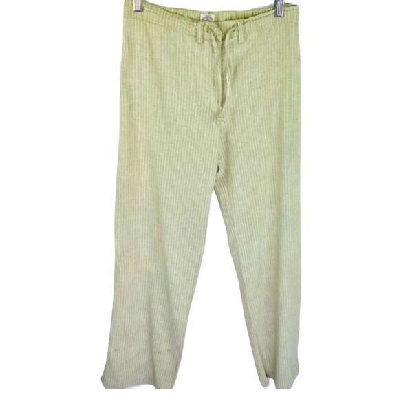 Vintage 90’s Armani light green pin striped linen blend pants size 10 - Picture 1 of 8